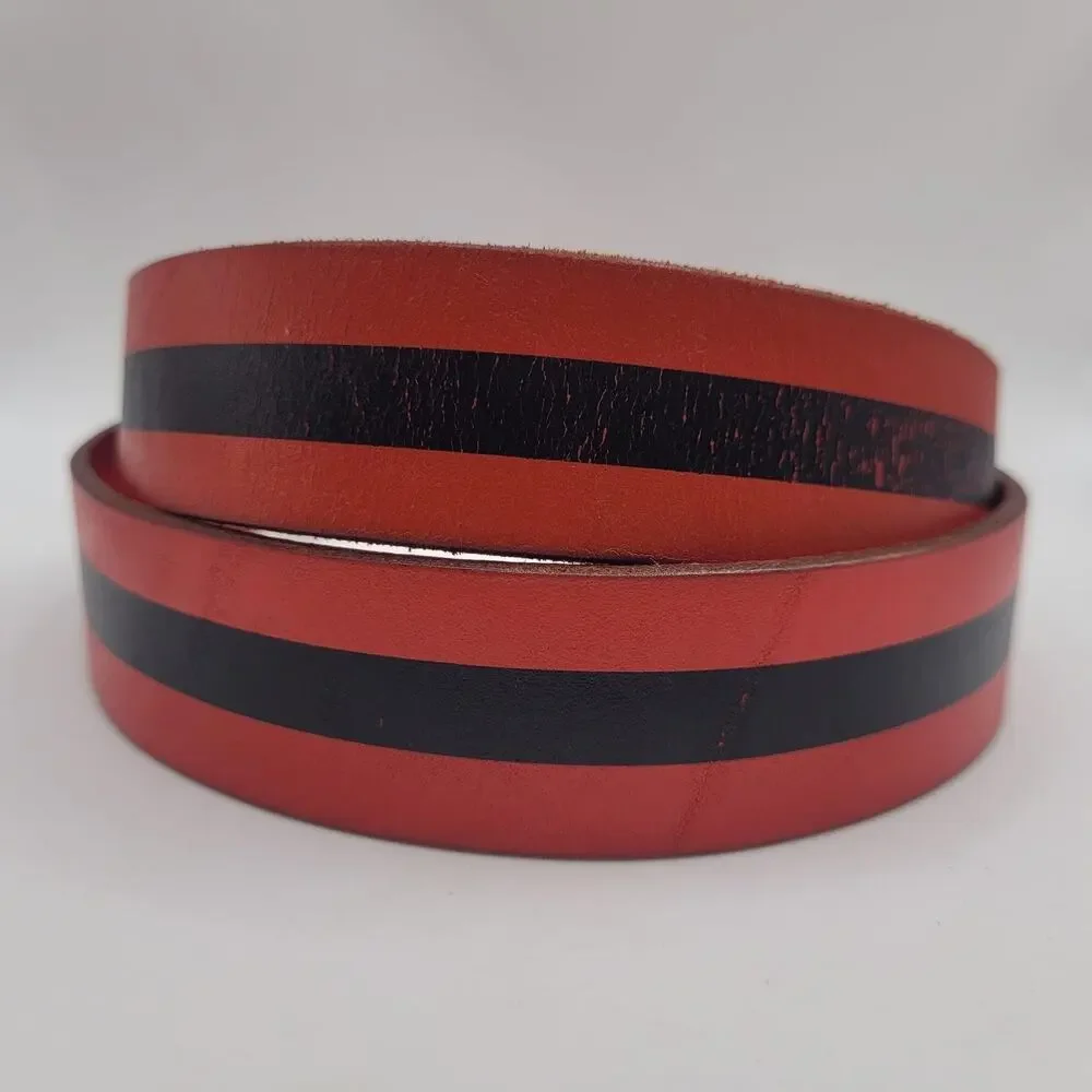 Gap Belt XS Red Black Leather Striped Punk Preppy Color Block Contrast Statement
